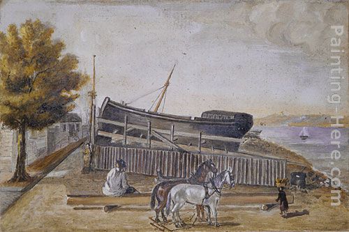 Berg's Ship Yard painting - William P. Chappel Berg's Ship Yard art painting
